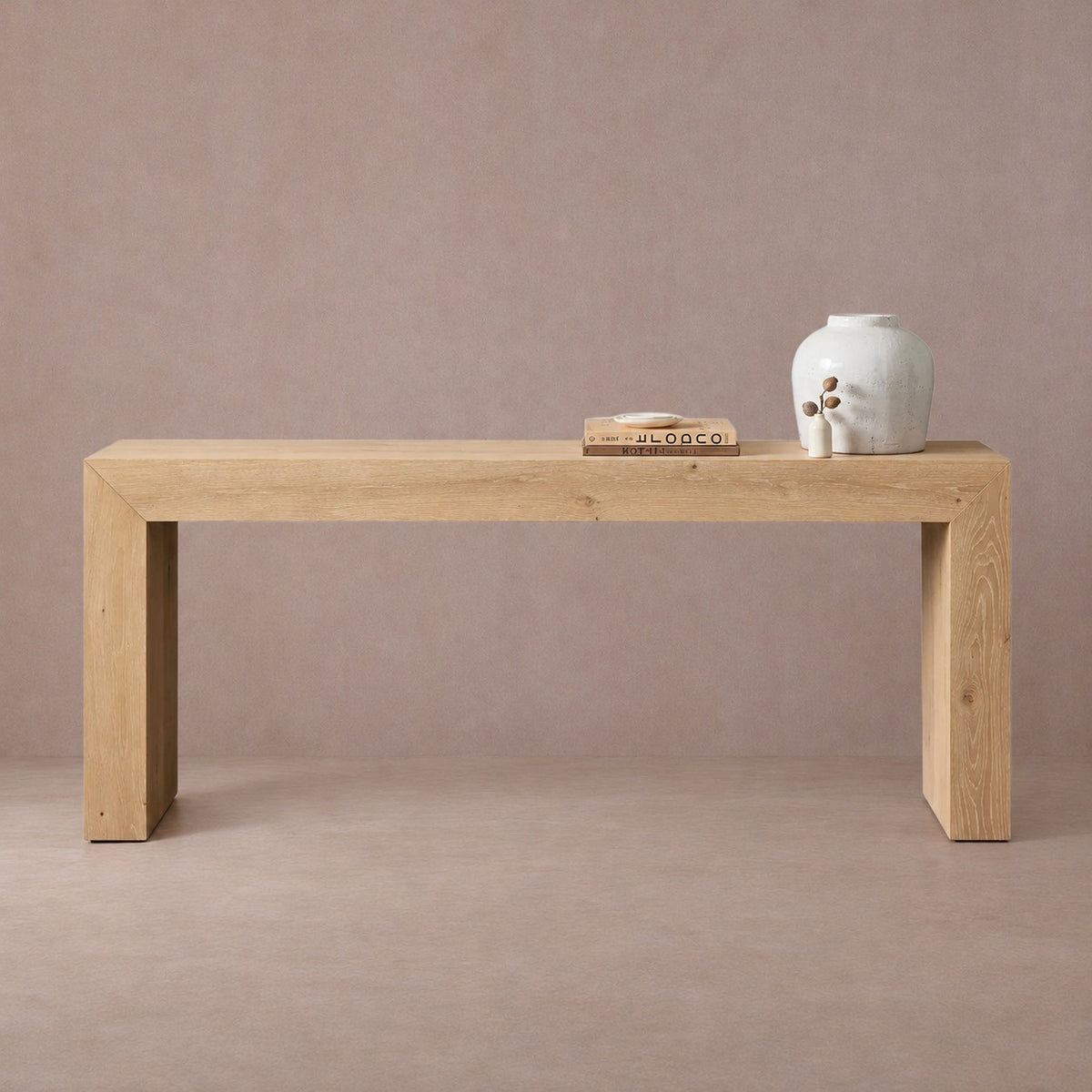 Happyarcadian Waterfall Edge Solid Oak Hallway Table
