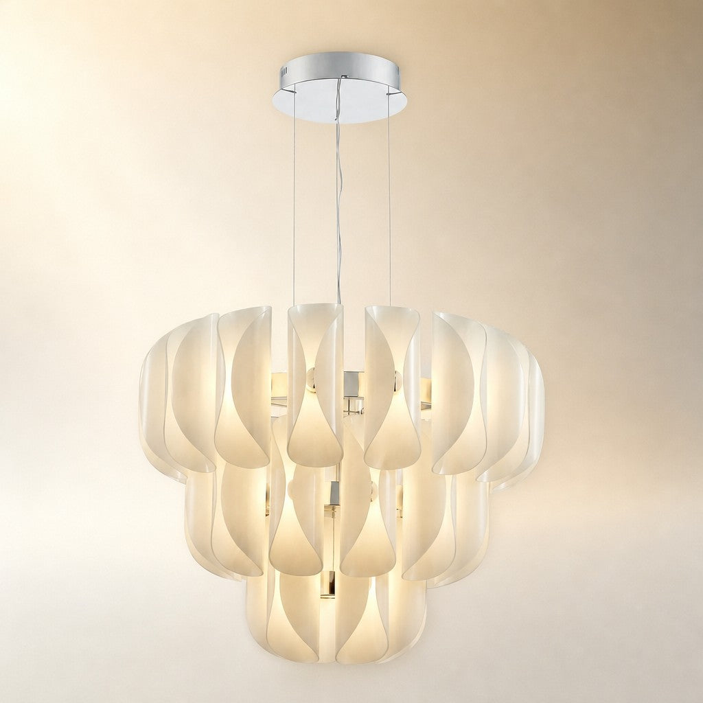 Ilyor Tiered Modern Glass Chandelier 31" D