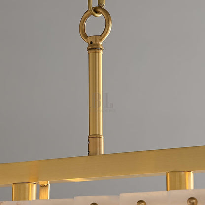 Hexa Alabaster Chandelier - L 39.4″ x W 8.3″ x H 23.6″Gold & WhiteBlushlighting