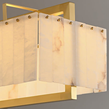Hexa Alabaster Chandelier - L 49.2″ x W 8.3″ x H 23.6″Gold & WhiteBlushlighting