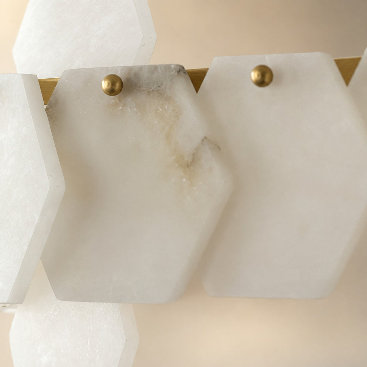 Hexa Cloud Gold & White Alabaster Pendant Light– 23.6" Diameter