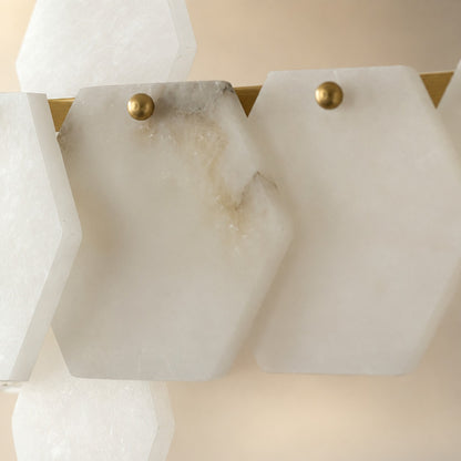 Hexa Cloud Gold & White Alabaster Pendant Light– 23.6" Diameter