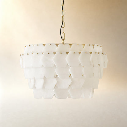 Hexa Cloud Gold & White Alabaster Pendant Light– 23.6" Diameter
