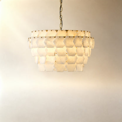 Hexa Cloud Gold & White Alabaster Pendant Light– 23.6" Diameter