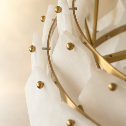 Hexa Cloud Gold & White Alabaster Pendant Light– 23.6" Diameter