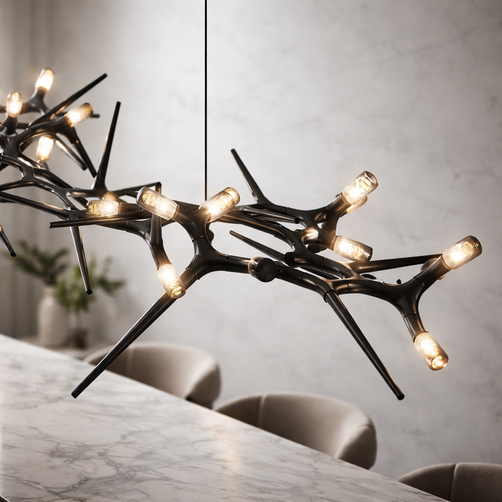 Modern LED Chandelier Adjustable Hanging Light Iron Dimmable 10-45 Bulbs Warm White Cool White