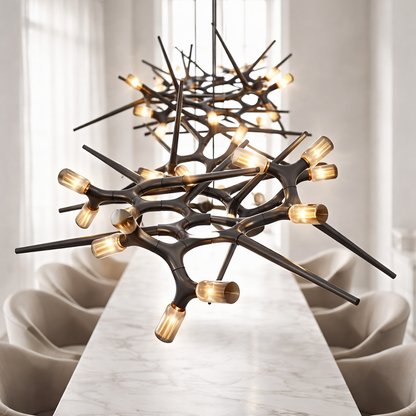 Modern LED Chandelier Adjustable Hanging Light Iron Dimmable 10-45 Bulbs Warm White Cool White