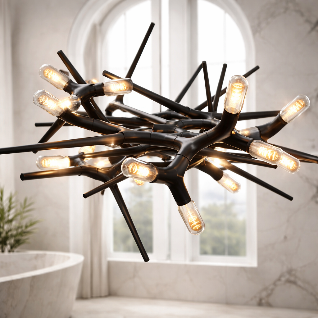 Modern LED Chandelier Adjustable Hanging Light Iron Dimmable 10-45 Bulbs Warm White Cool White