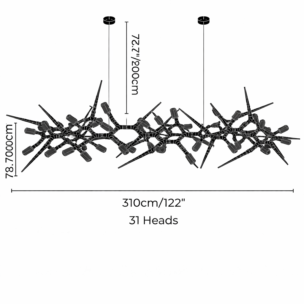 Modern LED Chandelier Adjustable Hanging Light Iron Dimmable 10-45 Bulbs Warm White Cool White
