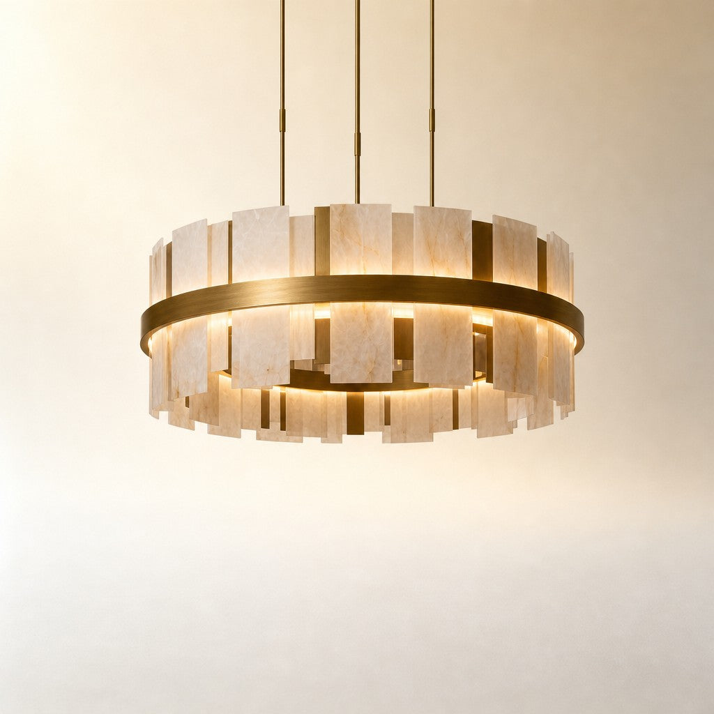 Hollis Tile Alabaster Round Pendant 31.5"D