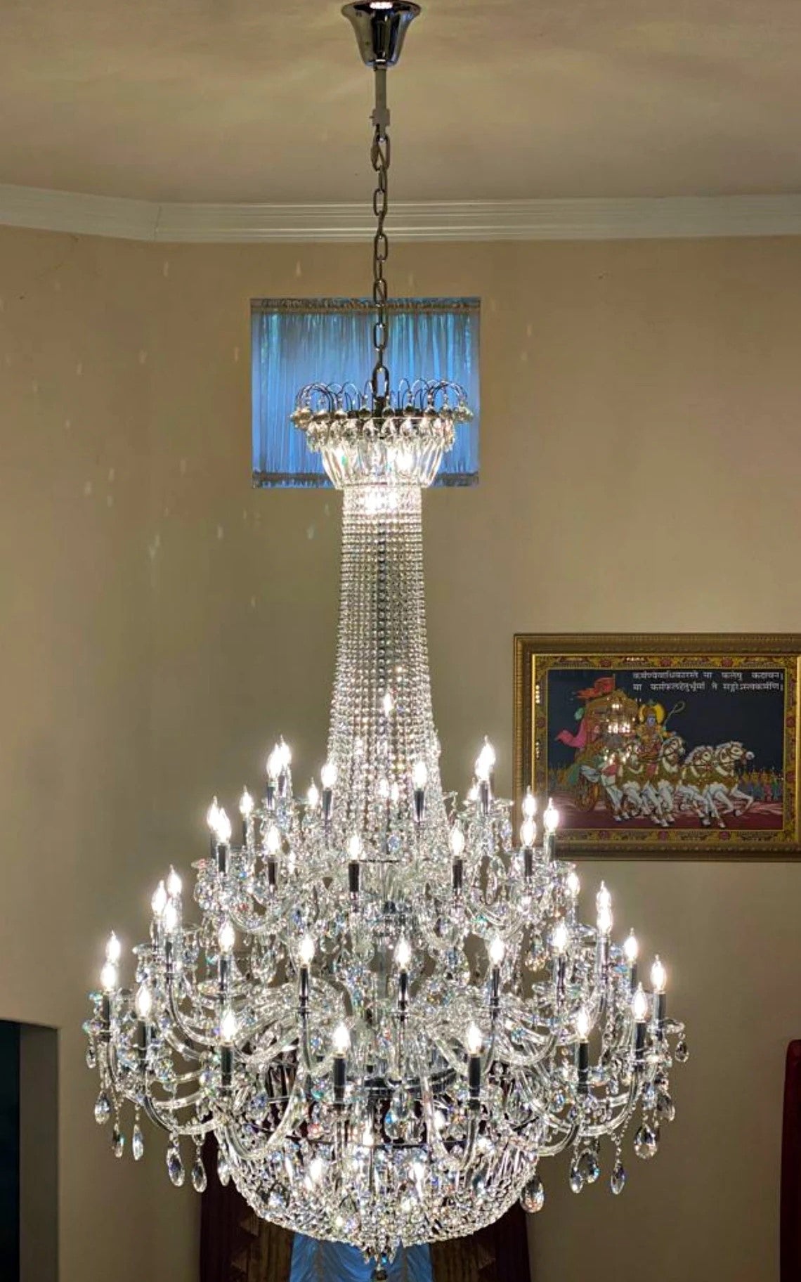 Extra Large European-style Multi-layers Candle Luxury Crystal Chandelier Gold Art Foyer/Staircase Decorative Light Fixture