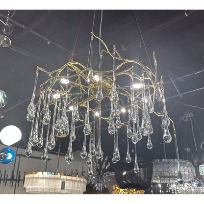 Dawn Teardrop Branch Brass Round Chandelier