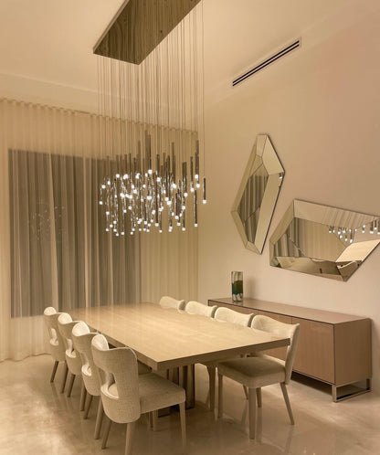 Bellini Rectangular Tubular Pendant Light Chandelier - Merlin Lamps