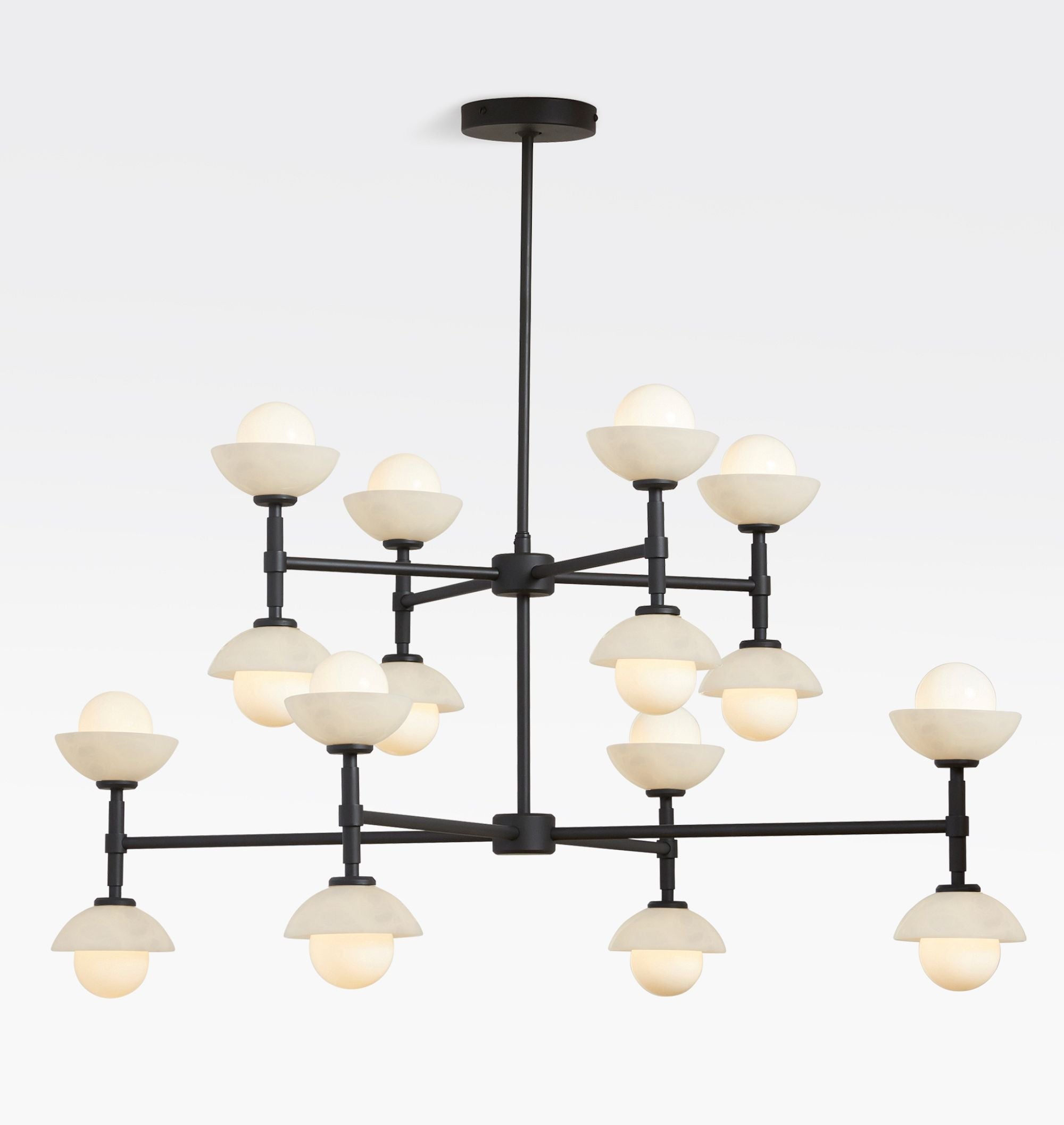 Alabaster Shade Greenwich Double Tier Chandelier