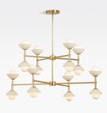 Alabaster Shade Greenwich Double Tier Chandelier