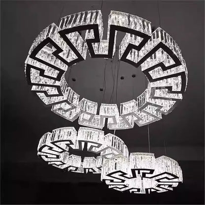 Modern Round Gear/Rectangular Mazes Crystal Chandelier