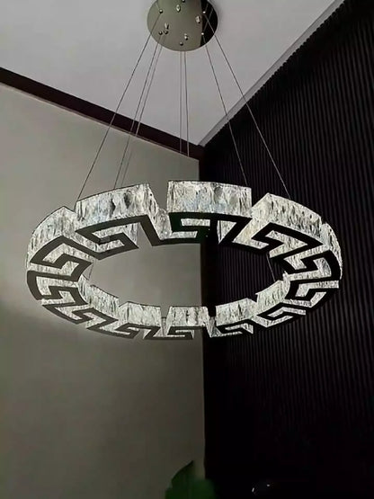 Modern Round Gear/Rectangular Mazes Crystal Chandelier