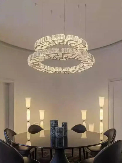 Modern Round Gear/Rectangular Mazes Crystal Chandelier