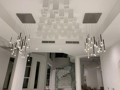 Bellini Rectangular Tubular Pendant Light Chandelier - Merlin Lamps