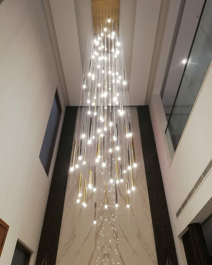 Bellini Rectangular Tri-Tone Tubular Pendant Light Chandelier - Merlin Lamps