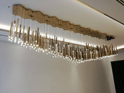 Bellini Rectangular Tri-Tone Tubular Pendant Light Chandelier - Merlin Lamps