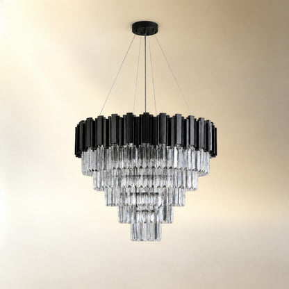 Inverted Triangle Crystal Round Pendant 700 - Black