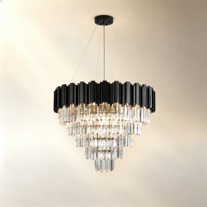 Inverted Triangle Crystal Round Pendant 700 - Black