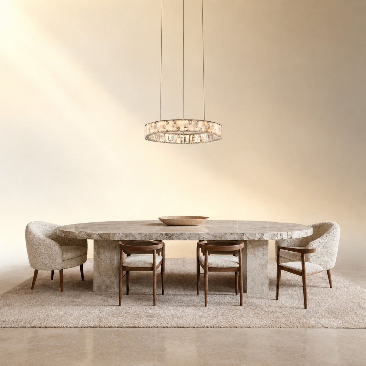 Isavan Crystal&Alabaster Round Ring Chandelier