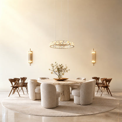 Isavan Crystal&Alabaster Round Ring Chandelier