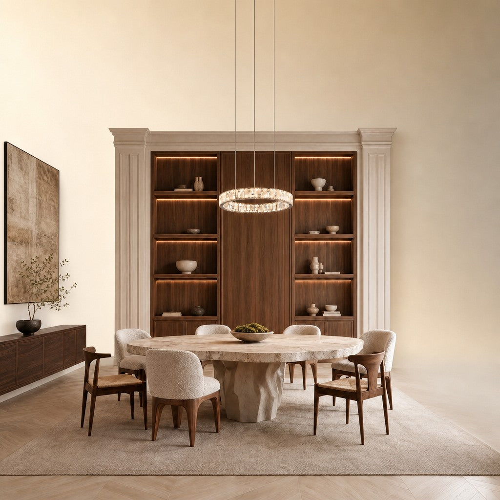 Isavan Crystal&Alabaster Round Ring Chandelier