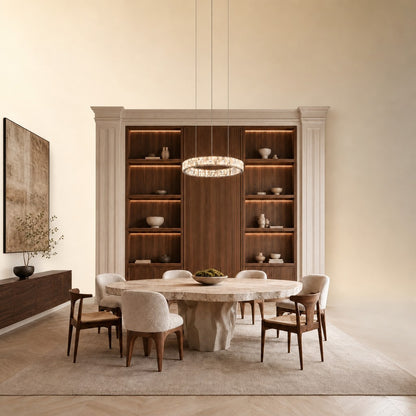 Isavan Crystal&Alabaster Round Ring Chandelier