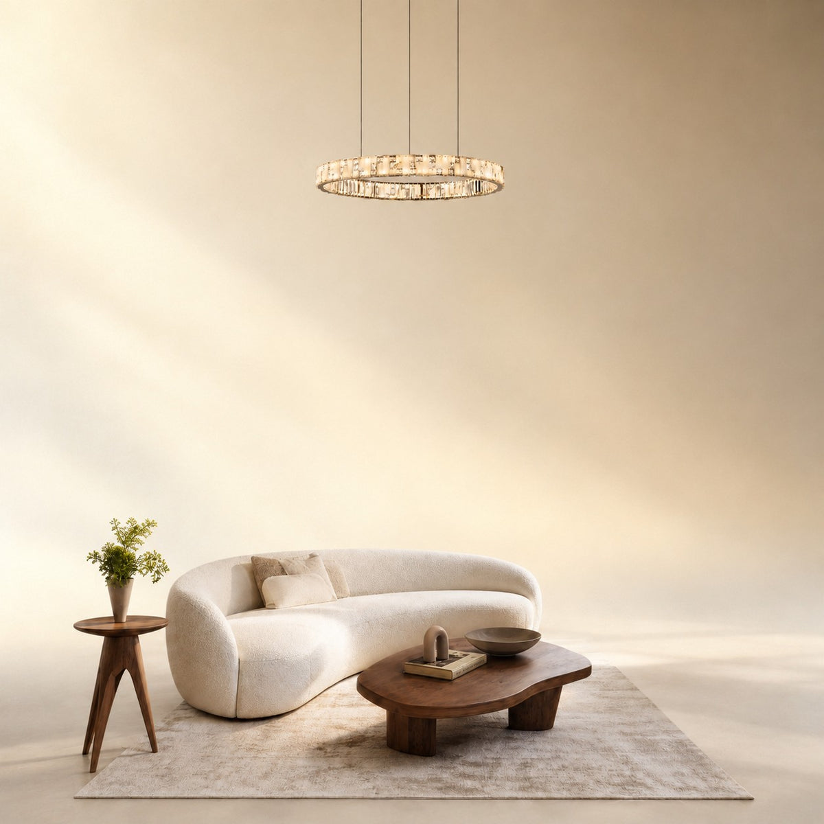 Isavan Crystal&Alabaster Round Ring Chandelier