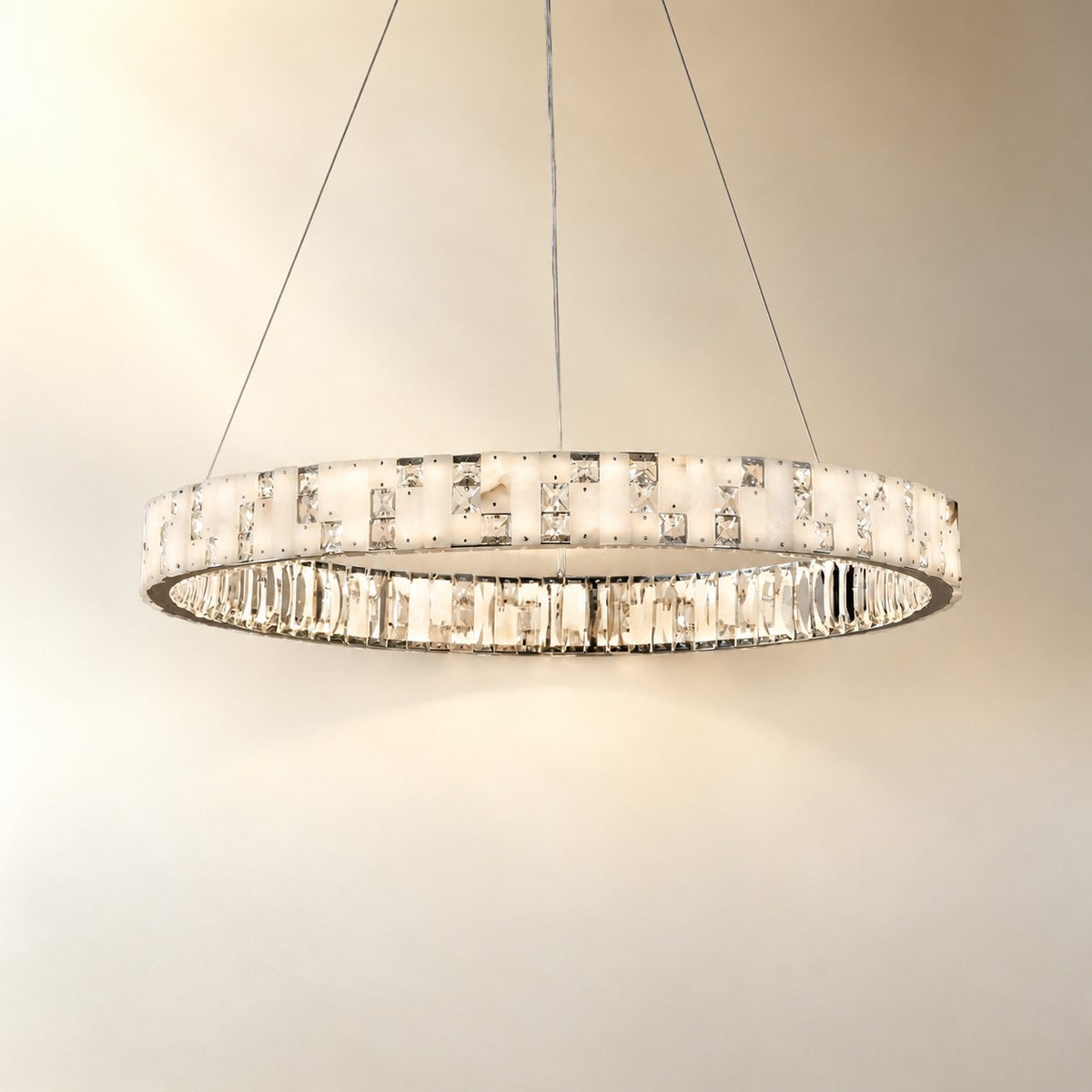 Isavan Crystal&Alabaster Round Ring Chandelier