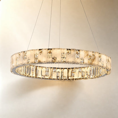 Isavan Crystal&Alabaster Round Ring Chandelier