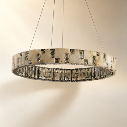 Isavan Crystal&Alabaster Round Ring Chandelier