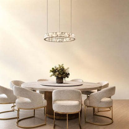 Isavan Crystal&Alabaster Round Ring Chandelier