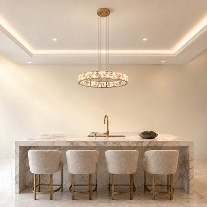 Isavan Crystal&Alabaster Round Ring Chandelier