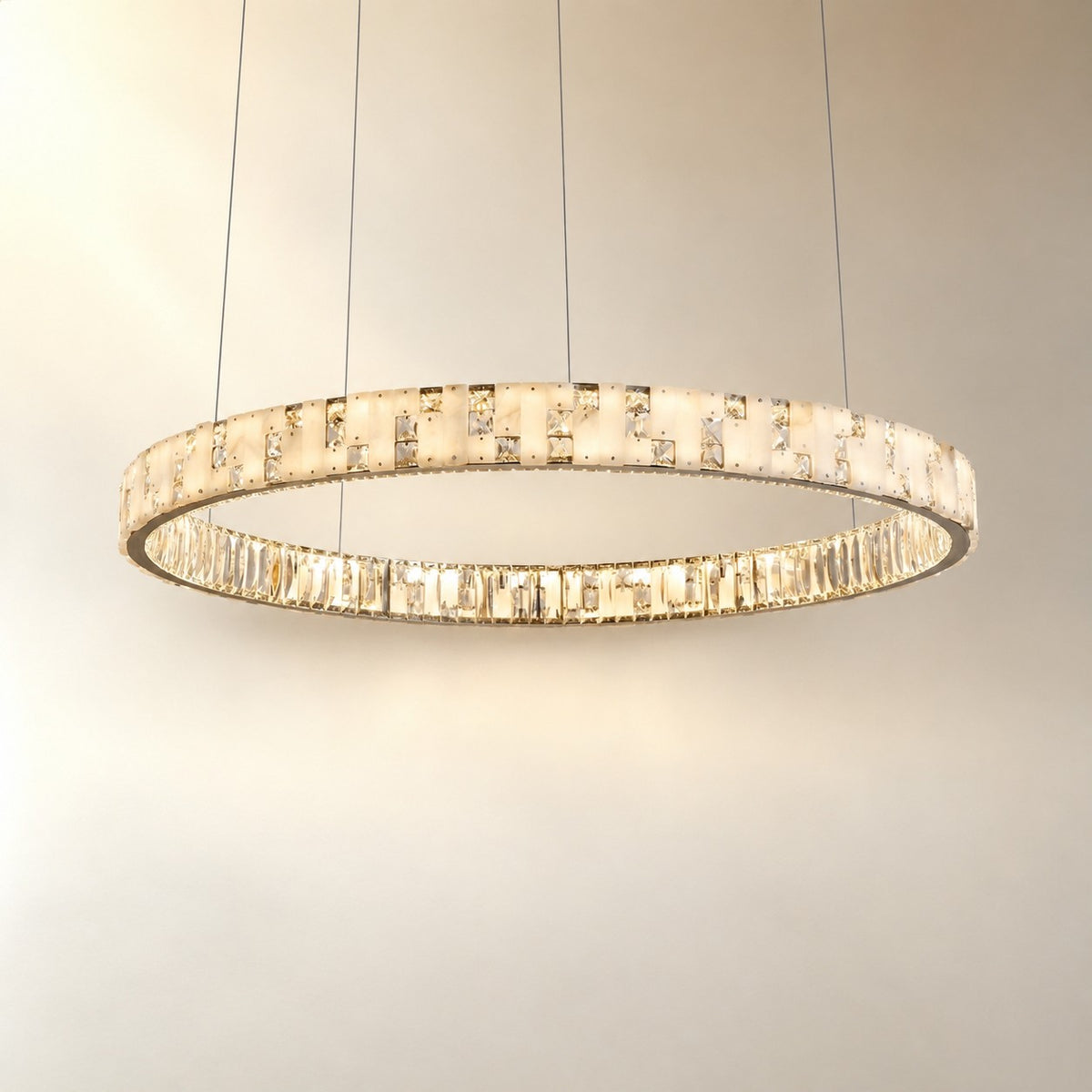 Isavan Crystal&Alabaster Round Ring Chandelier