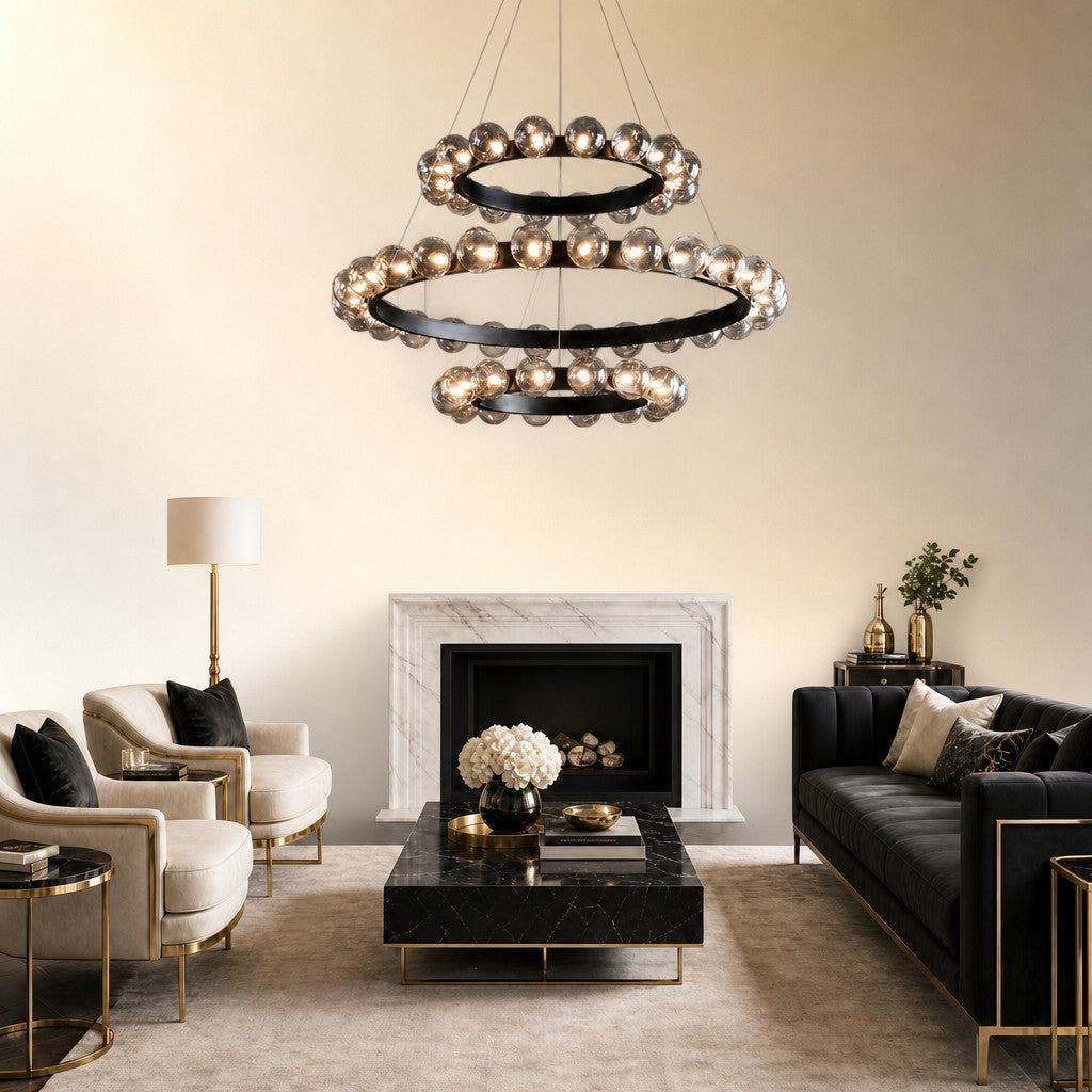 Kaivan Bubbles 3-Tier Nested Glass Chandelier