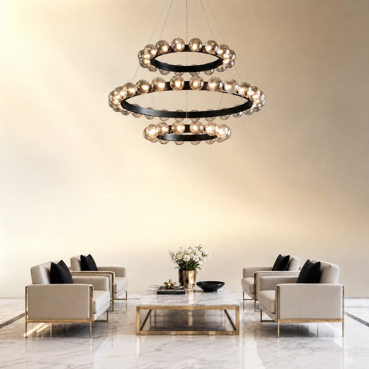 Kaivan Bubbles 3-Tier Nested Glass Chandelier