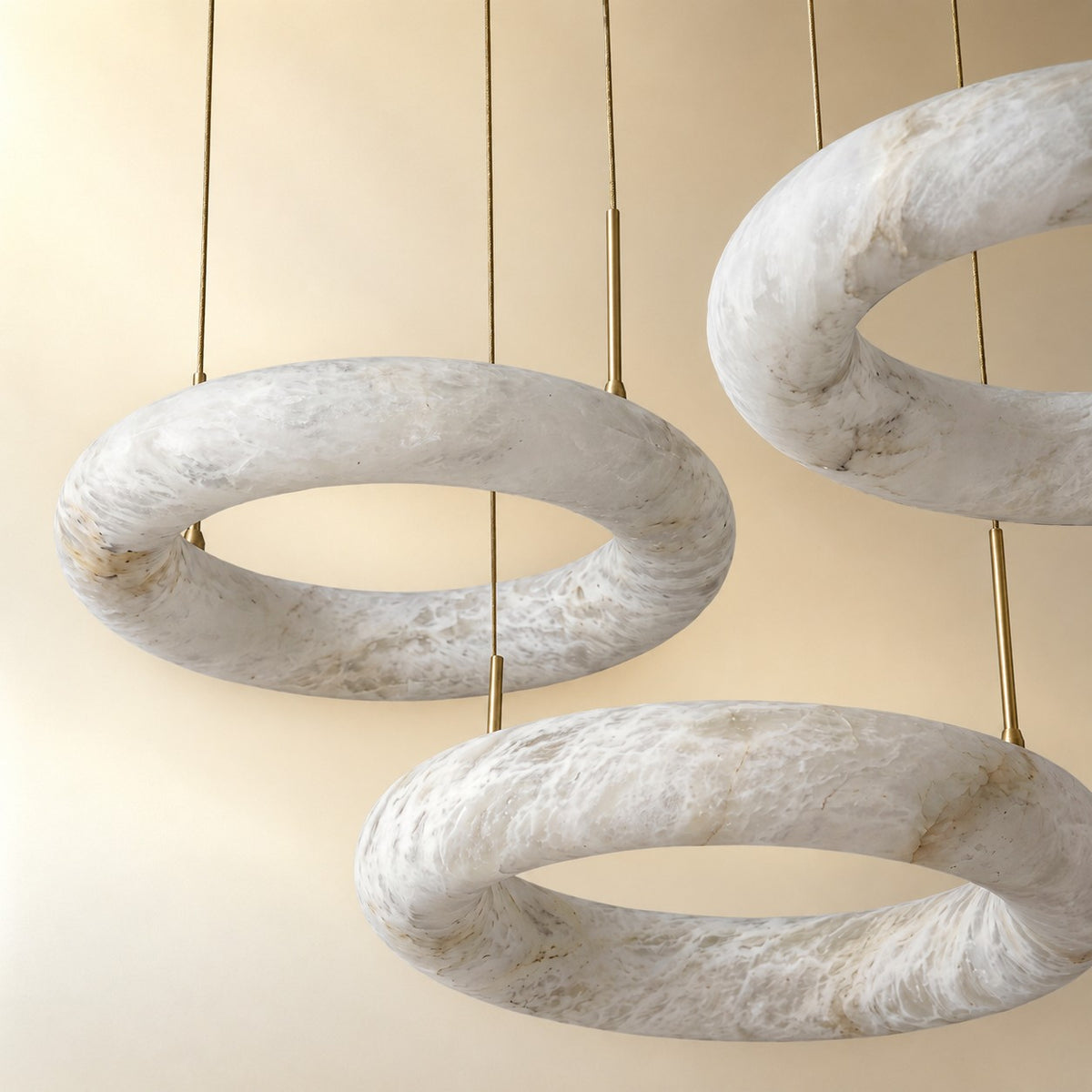 Kelvin Modern Alabaster Round Ring Chandelier