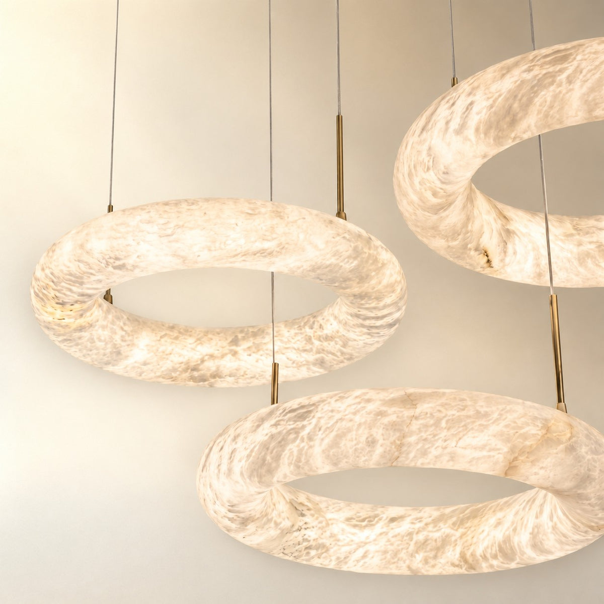 Kelvin Modern Alabaster Round Ring Chandelier