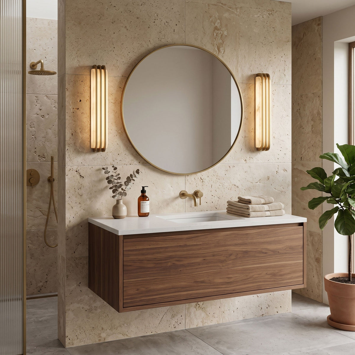 Layered Alabaster Wall Sconce