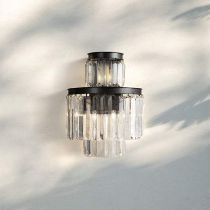 Leyland 3-Light French Art Deco Crystal Wall Sconce Brass Bronze