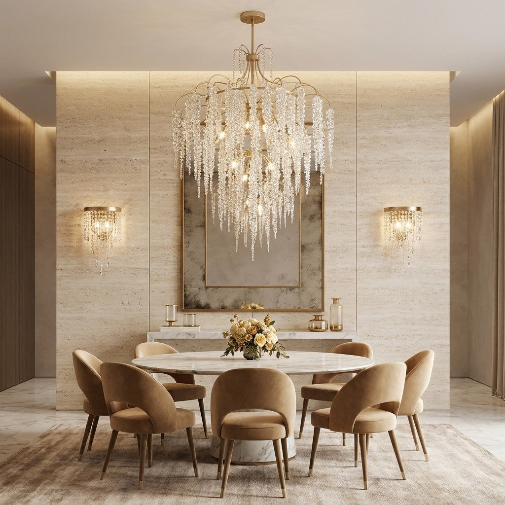 Light Luxury Elegant Sliver Flower Branch Chandelier For Living/Dinning/Bedroom Room/Hallway