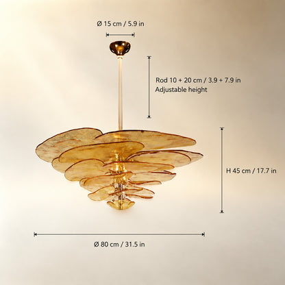 Living Room Chandelier – Artisan Murano Style Petal Cascade
