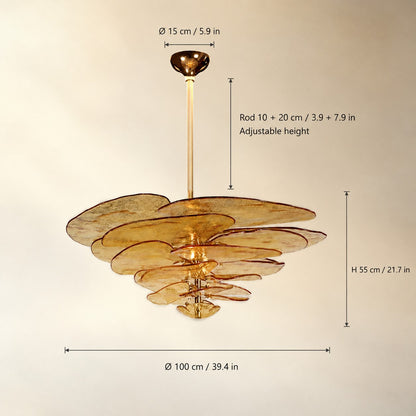 Living Room Chandelier – Artisan Murano Style Petal Cascade