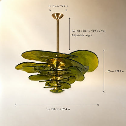 Living Room Chandelier – Artisan Murano Style Petal Cascade