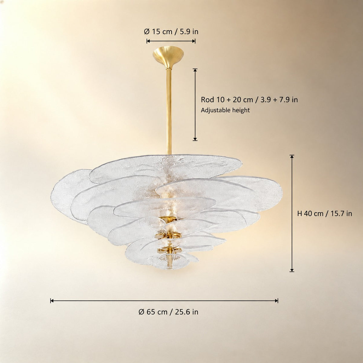 Living Room Chandelier – Artisan Murano Style Petal Cascade