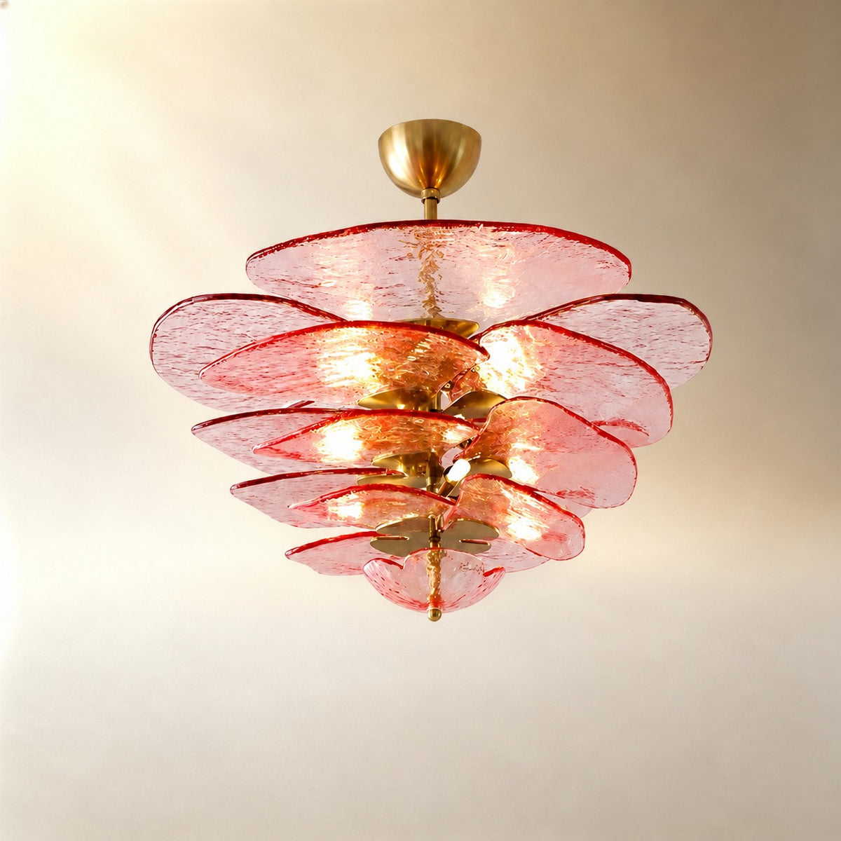Living Room Chandelier – Artisan Murano Style Petal Cascade